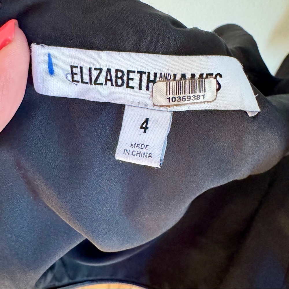 Elizabeth and James Shenzie Black Sleeveless Romper Ruffle V-Neck NWT Size 4 - Picture 7 of 9
